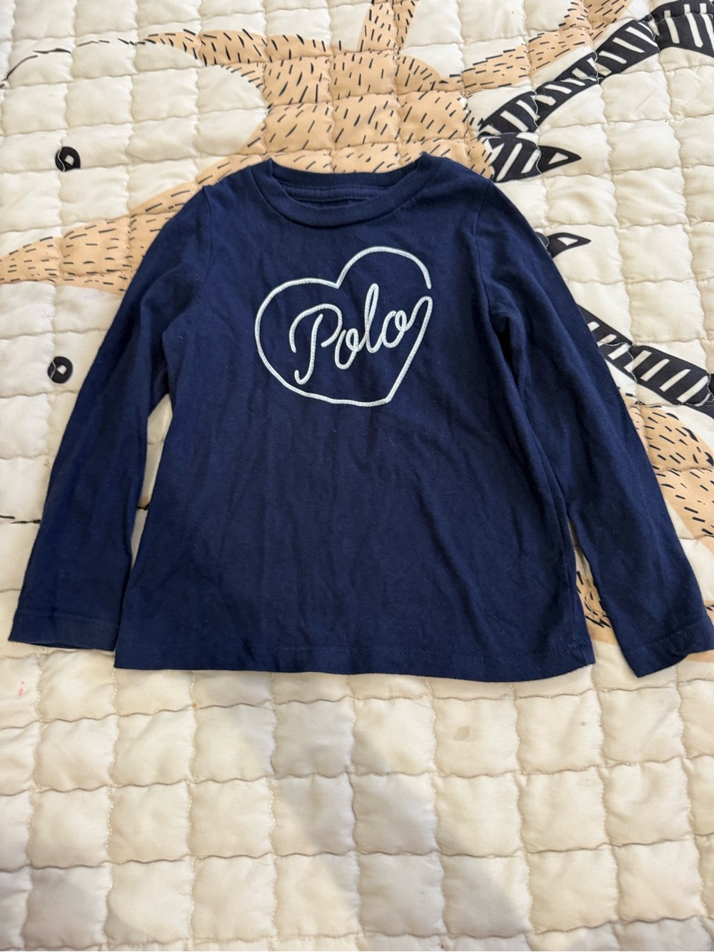 Polo by Ralph Lauren Navy Long-Sleeve Tee with White Heart Script